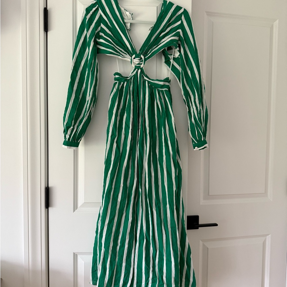 Green and White Striped Dress